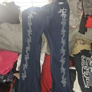 Daniel Cremieux Dark Blue Embroidered Jeans